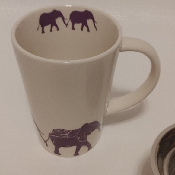 RARE Davids Tea Purple Elephant Troop Mug Perfect MUG BNIP Discontinued Davids T - Picture 7 of 14